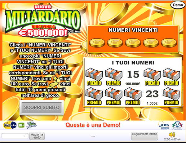gratta e vinci miliardario online